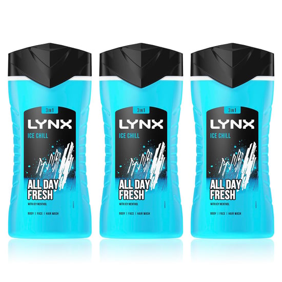 Lynx Ice Chill 12-H Refreshing Fragrance Shower Gel Body Wash for Men, 3x225ml