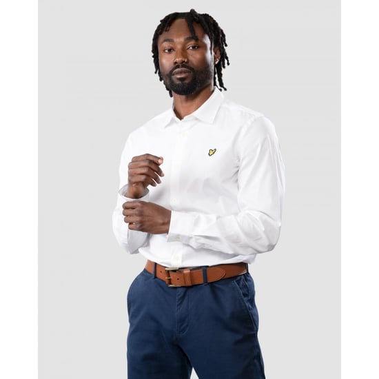 Lyle & Scott slim-fit popeline overhemd met lange mouwen in wit - Image 1
