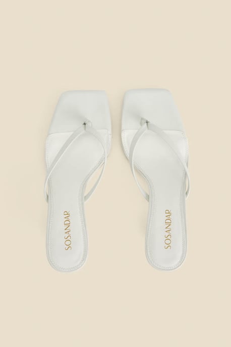 White Mid Heel Flip Flop Sandals