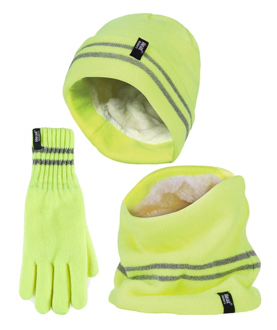 Heat Holders - Heren Hi Vis Hoed, Nekwarmers & Handschoenen Set - Geel - Image 1