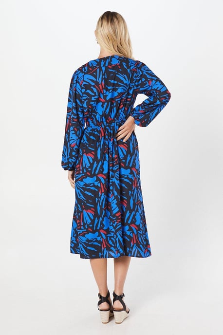 Petite Abstract Pleat Waist Midi Dress - Image 3