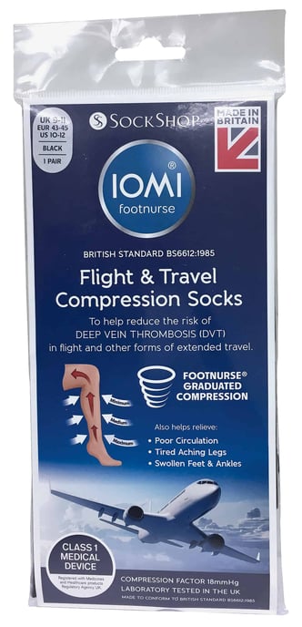IOMI - 18 mmhg compressievluchtsokken voor heren - Zwart - Image 2