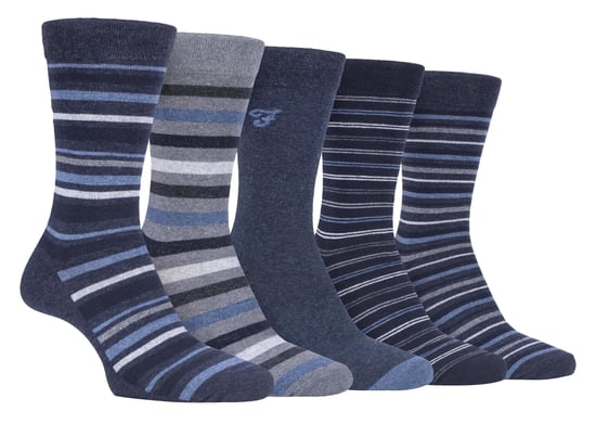 Farah - 5 Pack Heren Dunne Ademend Klassieke Gestreepte Patroon Zachte Top Katoenen Dressokken - FCS271DENTEL (Gestreept) - Image 1