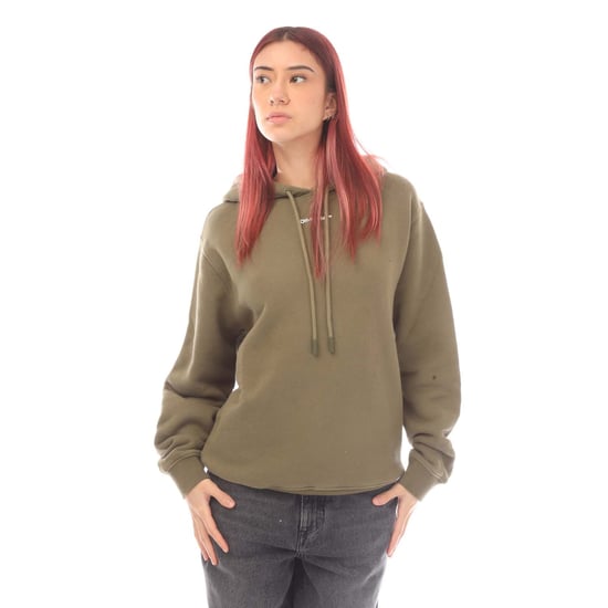 Women's Off White Flock Chine Flower Arrow Hoodie in Green - Image 1