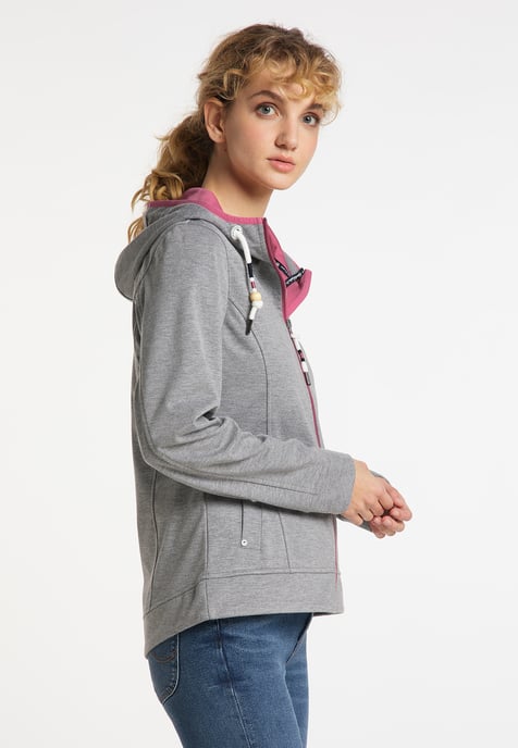Schmuddelwedda functionele jas Dames grijs melange sorbet rood - Image 3