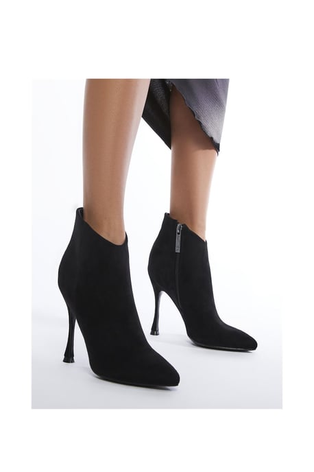 'Myrra' Black Alcantara Ankle Boots