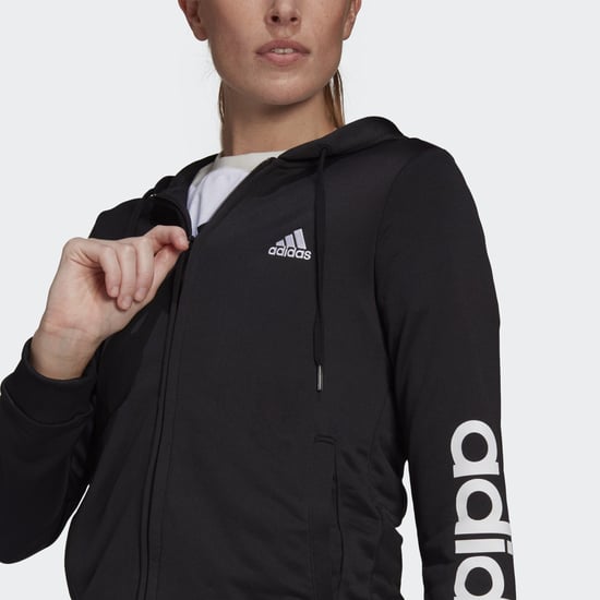 Women's adidas Essentials Logo French Terry Tracksuit in Black-White - Image 4