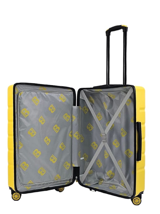 Yellow Hard Shell Classic 8 Wheel Cabin Luggage Case Travel Suitcases