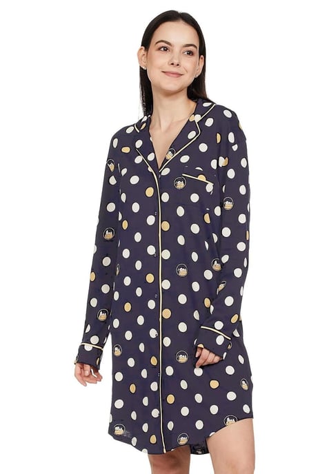 Marks and Spencer Womens Nachthemd van puur katoen in marine - Image 1