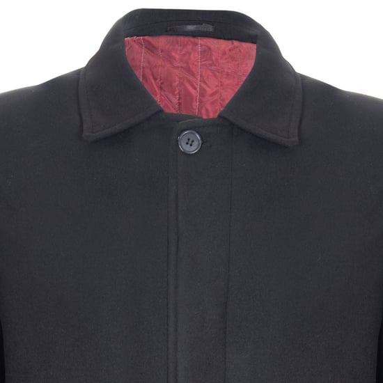 Mens 3/4 Long Black Wool Coat Crombie Overcoat Jacket Peaky Blinders Slim Fit