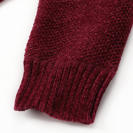 Herenvest met rits en opstaande kraag, gevoerde grofgebreide trui rood - Image 4