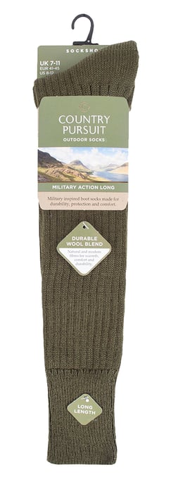 Kniehoge wollen rijke militaire actiesokken voor heren - Khaki Green - Image 2