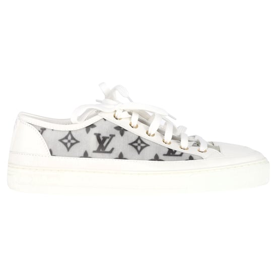 Louis Vuitton Monogram Mesh Accent Low-Top Sneakers  in White Leather - Image 1