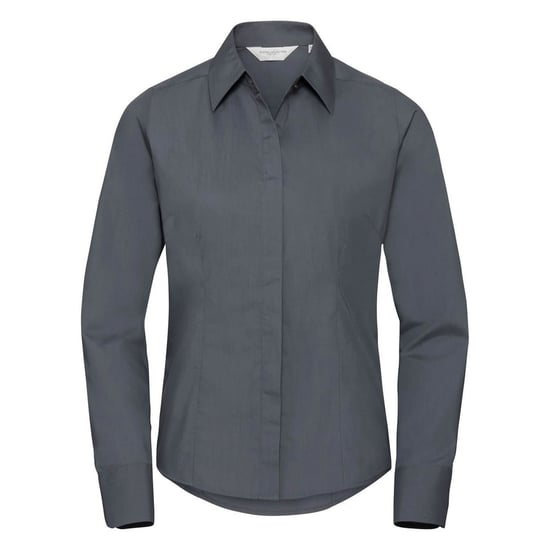 Russell Collectie Dames/Dames Lange Mouwen Poly-Katoen Gemakkelijk Onderhoud Gepaste Poplin Shirt (Konvooi Grijs) - Image 1