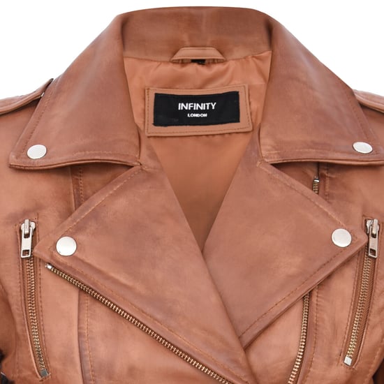Ladies leather Brando biker jacket-Loddon