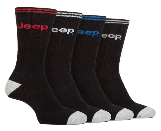 Heren Sport Crew Sokken | Jeep | 4-Pack Katoenen Hardloopsokken met Verstevigde Hiel en Teen - Zwart - Image 1