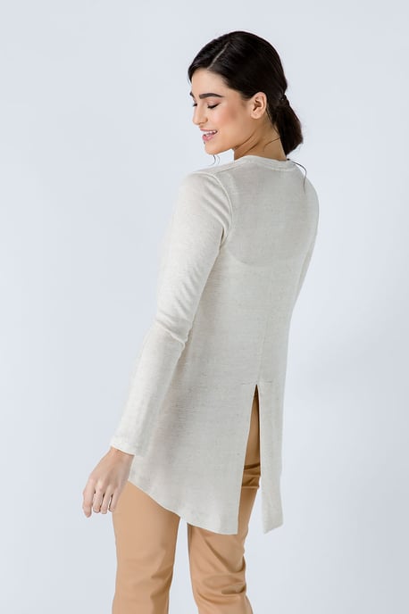 Sand Open Front Linen Cardigan