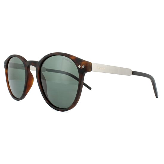 Polaroid Round Unisex Matt Havana Green Polarized Sunglasses