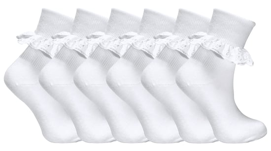 Set van 6 katoenen babysokken met stroken kant voor meisjes - Wit - Image 1