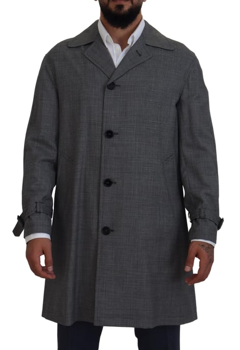 Geruiten wollen trenchcoat - Image 1