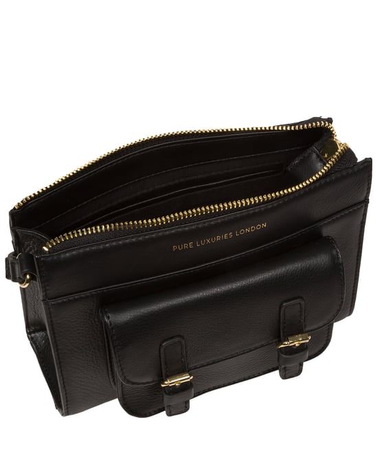 'Monica' Black Nappa Leather Cross Body Bag