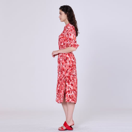 Classic shirt dress with abstract print