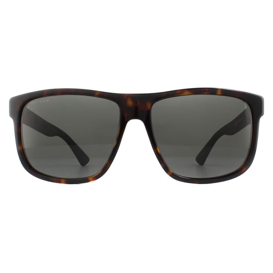 Gucci Rectangle Mens Havana and Grey Grey Polarized Sunglasses