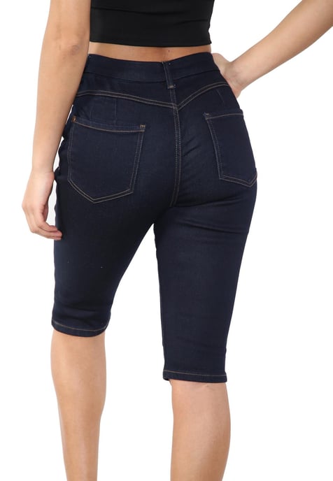 MYT Magic Shaping denim shorts met hoge taille, indigo voor dames - Image 2