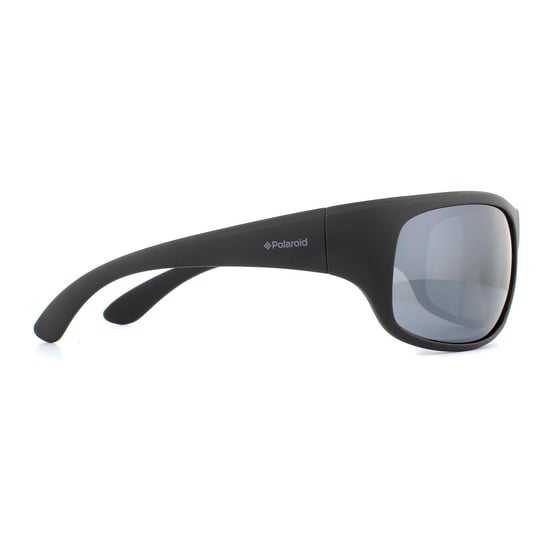 Polaroid Sport Wrap Mens Matte Black Grey Silver Polarized Mirror Sunglasses