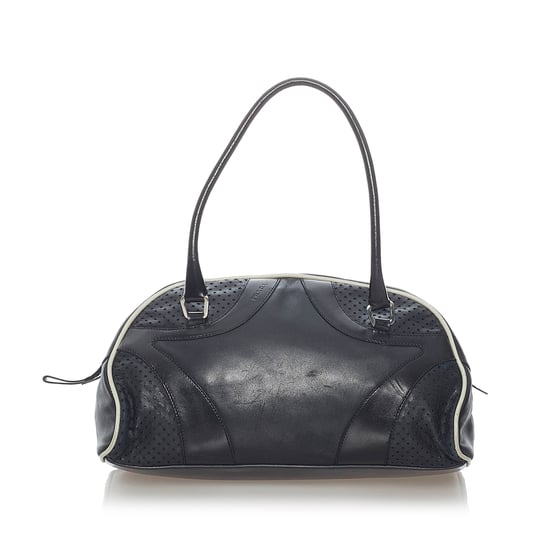 Vintage Prada Vitello Drive Leather Handbag Black