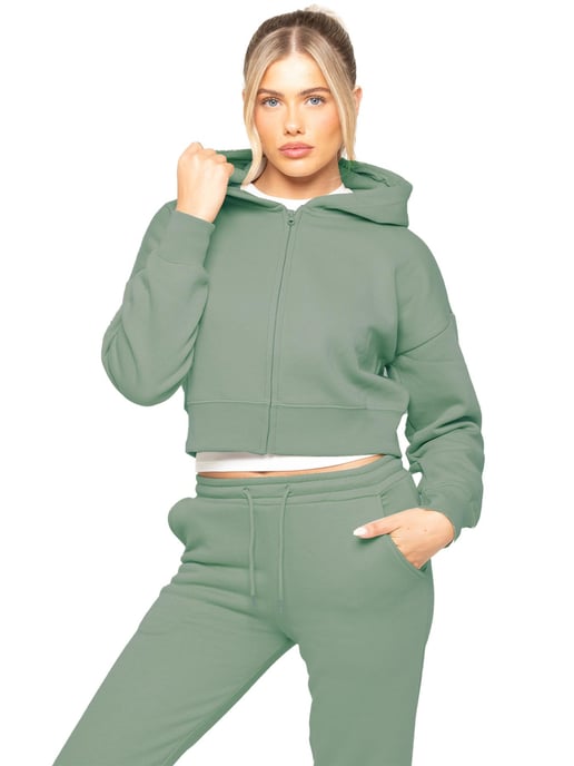 Enzo Women Crop Zip Hoodie - Image 3