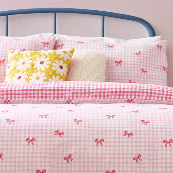 Heya Home Gingham Strikjes Gedrukt Dekbedovertrek Set - Image 3