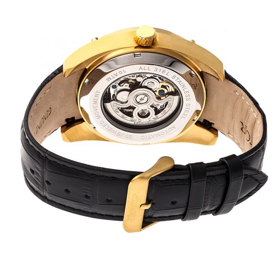 Heritor Automatic Daniels Semi-Skeleton Leather-Band Watch