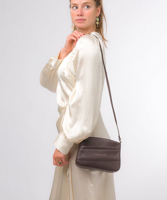 'Helena' Hot Fudge Nappa Leather Cross Body Bag