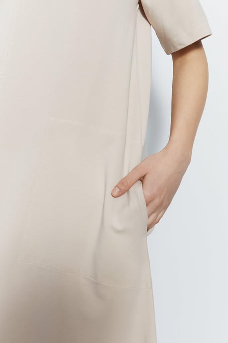 Clean Cotton Trapeze Midi Dress