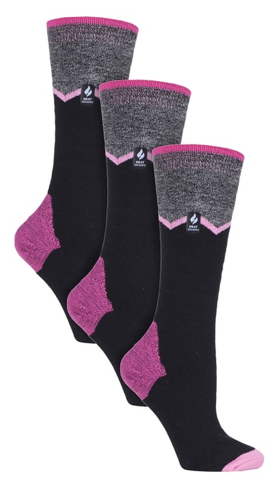 Heat Holders - 3 paar Ultra Lite dames skisokken - Zwart Zig Zag - Image 1