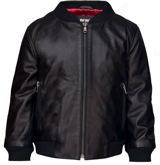 Kids Unisex Varsity Black Baseball Leather Bomber Black Jacket (1-13Years)