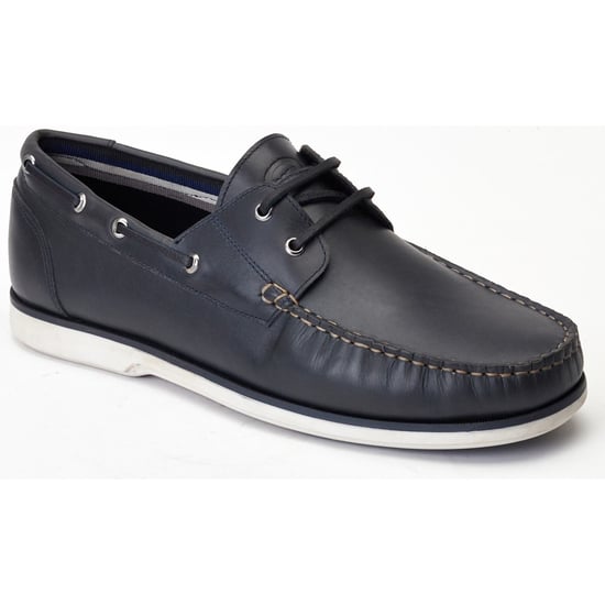 Base London Stern Leer Heren Navy Bootschoenen - Image 1