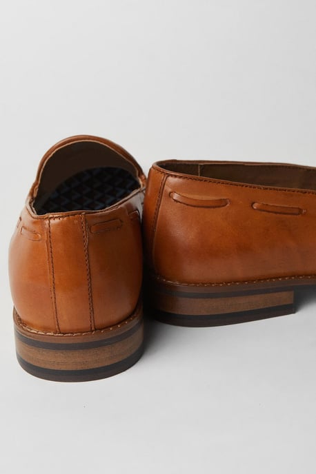 Tan Tassel Penny Loafers - Image 4