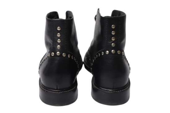 Saint Laurent Army Lace Up Boots with Studs in Black Leather - Image 4