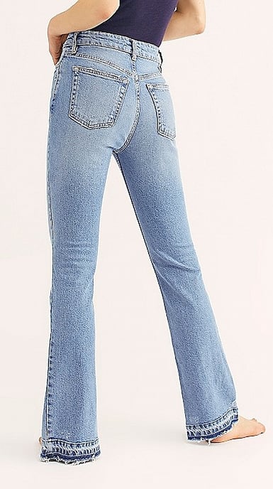 Free People Womens Jeans Blue Emmy Split Hem Bootcut Stretch