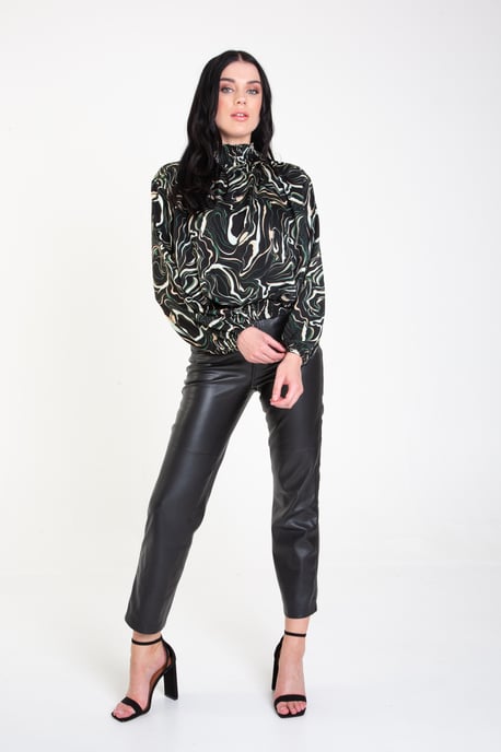 High Neck Shirred Loose Fit Top