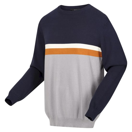 Regatta Mens Kaelen Colour Block Knitted Jumper (Navy/Storm Grey)