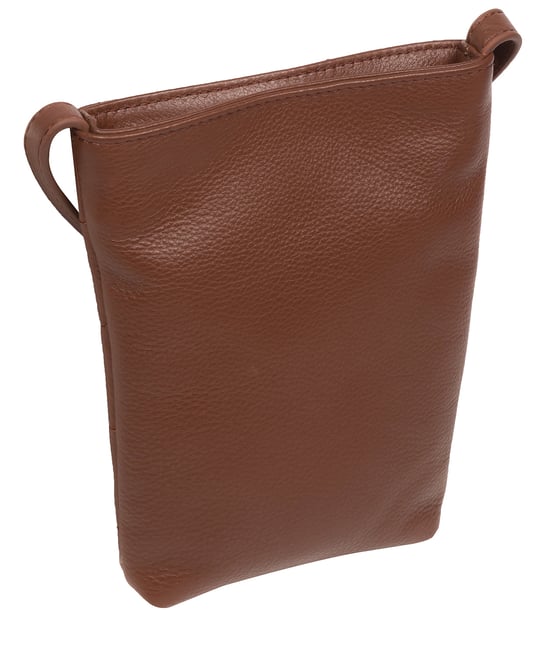 'Elouise' Dark Tan Nappa Leather Cross Body Phone Bag