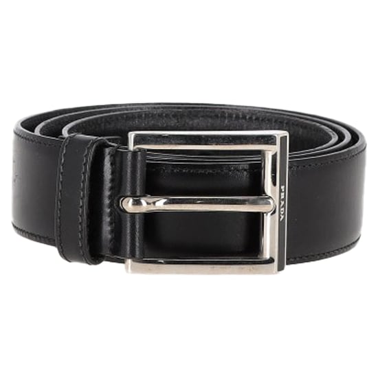 Prada Silver Buckle Belt in Black Leather - Image 1
