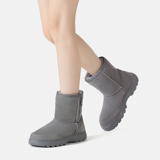 EVER AU Women Starling Zipper Short Boots - Grey