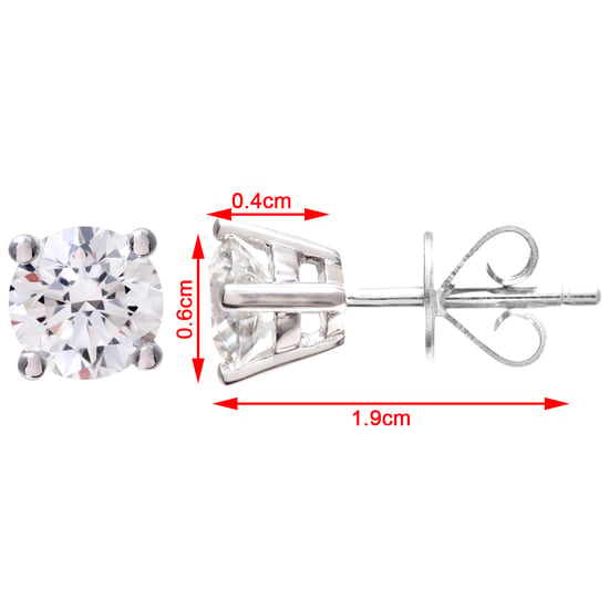 Diamond Stud Earrings, 18ct White Gold IJ/I Round Brilliant Certified Diamond Earrings, 1.00ct Diamond Weight