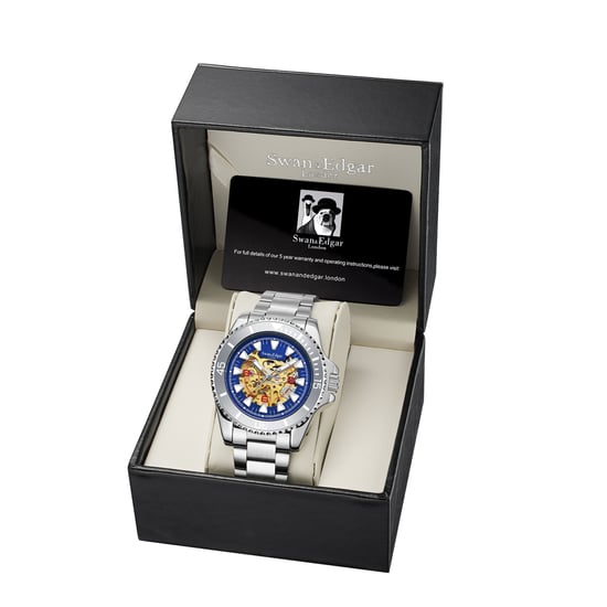 Limited Edition Swan & Edgar Hand Assembled Contemporary Skeleton Automatic Rose Steel