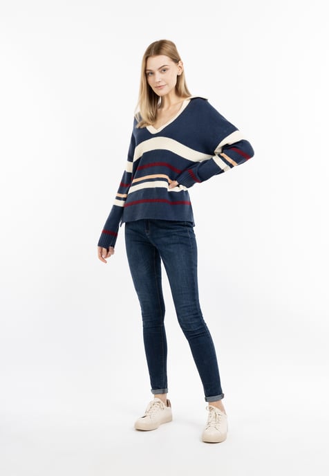 Dreimaster Gebreide trui Dames Navy Veelkleurig - Image 2