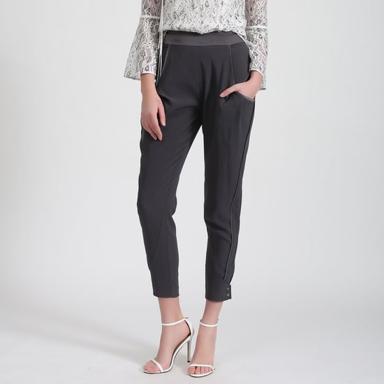 Bi-materiaal taps toelopende broek - Image 2
